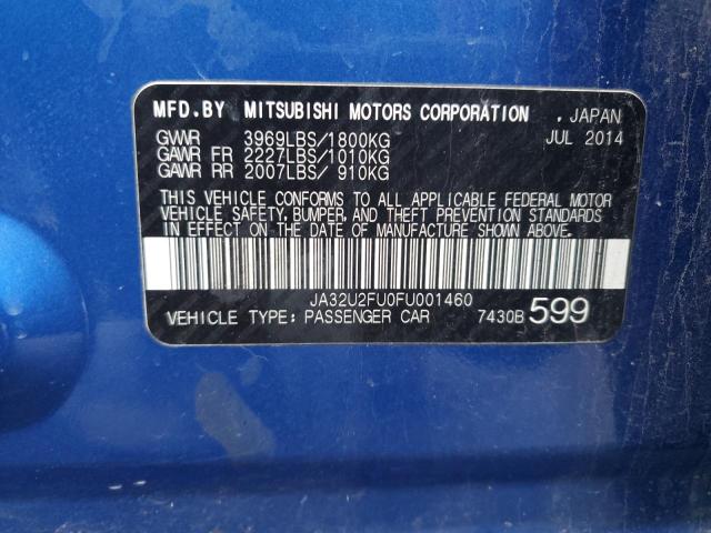 JA32U2FU0FU001460 - 2015 MITSUBISHI LANCER ES BLUE photo 12