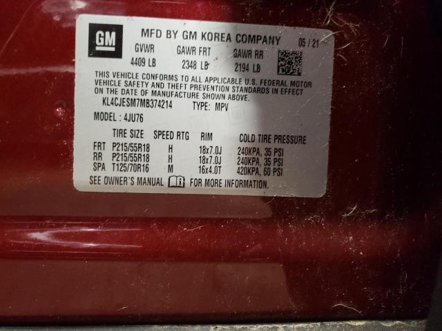 KL4CJESM7MB374214 - 2021 BUICK ENCORE PRE RED photo 13