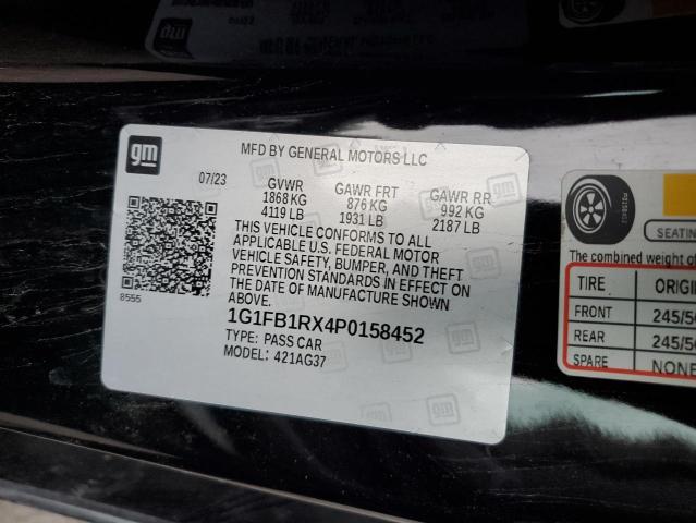 1G1FB1RX4P0158452 - 2023 CHEVROLET CAMARO LS BLACK photo 12