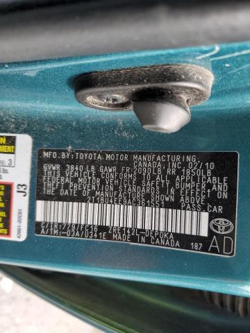 2T1BU4EE9AC361551 - 2010 TOYOTA COROLLA BASE GREEN photo 12