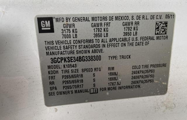 3GCPKSE34BG338300 - 2011 CHEVROLET SILVERADO K1500 LT WHITE photo 10