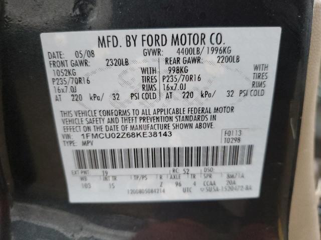 1FMCU02Z68KE38143 - 2008 FORD ESCAPE XLS BLACK photo 13