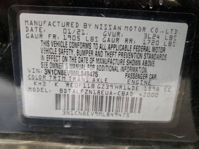 3N1CN8EV9ML849475 - 2021 NISSAN VERSA SV BLACK photo 12