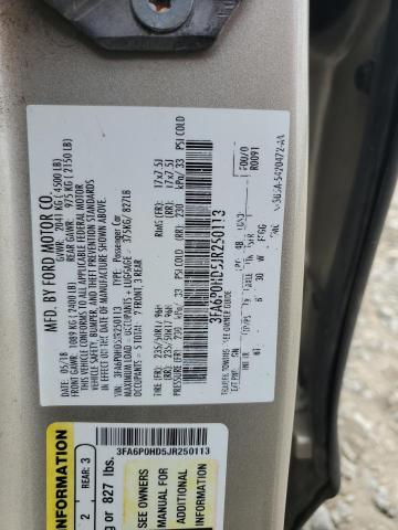 3FA6P0HD5JR250113 - 2018 FORD FUSION SE GOLD photo 12