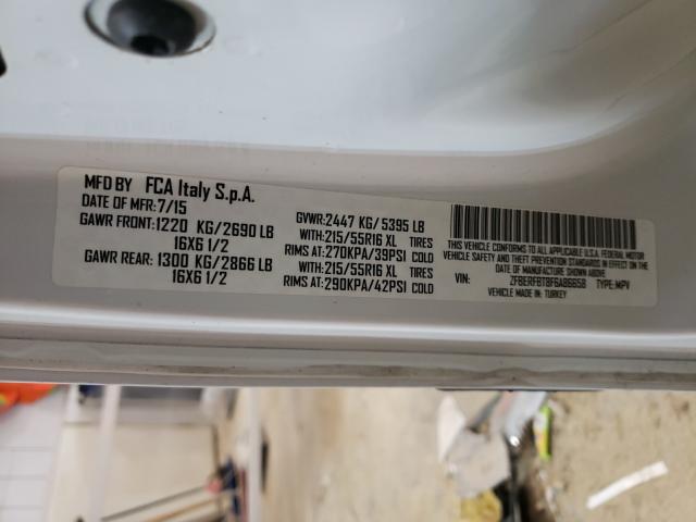 ZFBERFBT8F6A86658 - 2015 RAM PROMASTER SLT GRAY photo 10