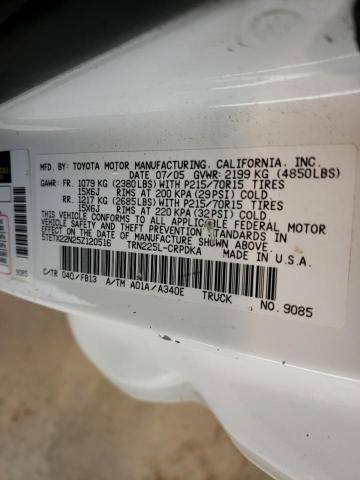 5TETX22N25Z120516 - 2005 TOYOTA TACOMA ACCESS CAB Ақ фото 12