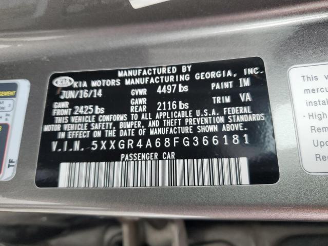 5XXGR4A68FG366181 - 2015 KIA OPTIMA SX GRAY photo 12