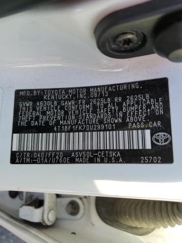 4T1BF1FK7DU299101 - 2013 TOYOTA CAMRY L WHITE photo 12