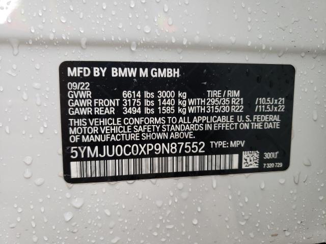 5YMJU0C0XP9N87552 - 2023 BMW X5 M WHITE photo 13