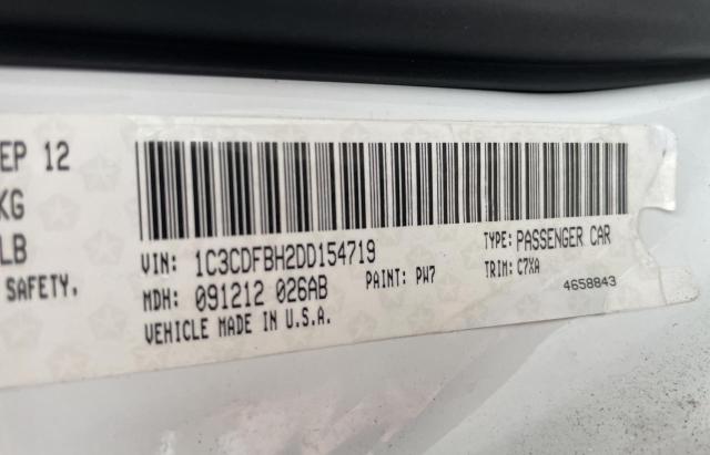 1C3CDFBH2DD154719 - 2013 DODGE DART SXT WHITE photo 10