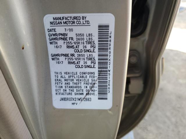 JN8DR07X21W512663 - 2001 NISSAN PATHFINDER LE 金色 照片 14