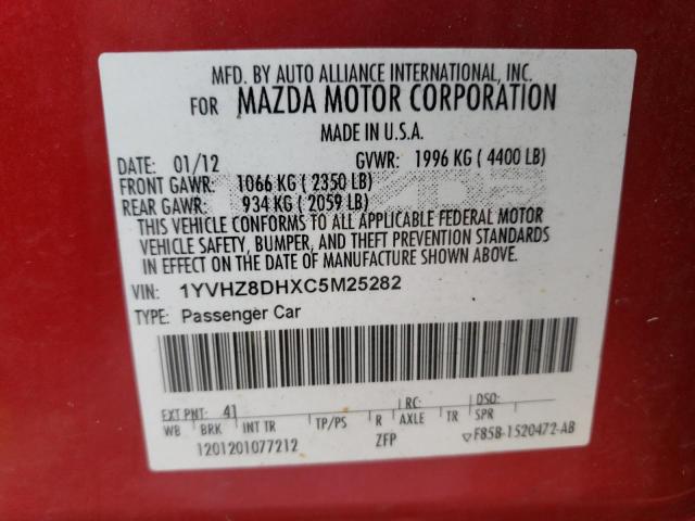 1YVHZ8DHXC5M25282 - 2012 MAZDA 6 I RED photo 12