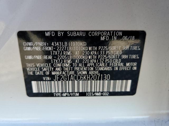 JF2GTACC6KH207130 - 2019 SUBARU CROSSTREK PREMIUM 白色 照片 13