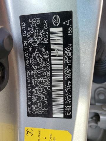 JTHBF30G536004339 - 2003 LEXUS ES 300 SILVER photo 13