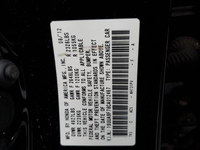 19UUA9F78CA012467 - 2012 ACURA TL BLACK photo 12