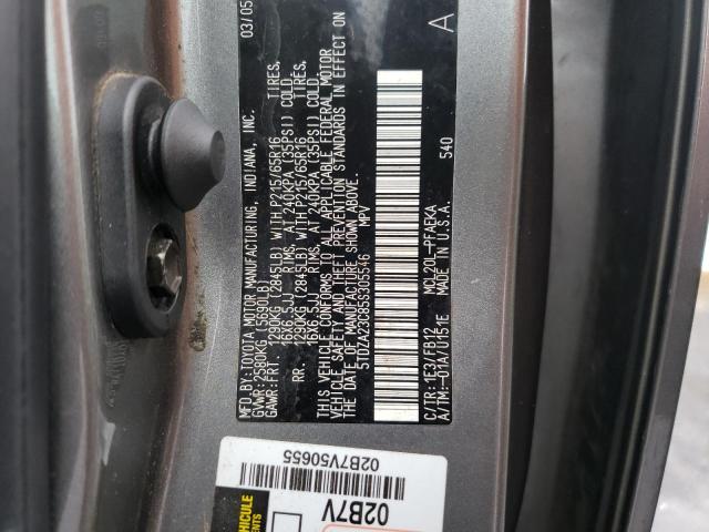 5TDZA23C85S305546 - 2005 TOYOTA SIENNA CE CHARCOAL photo 13