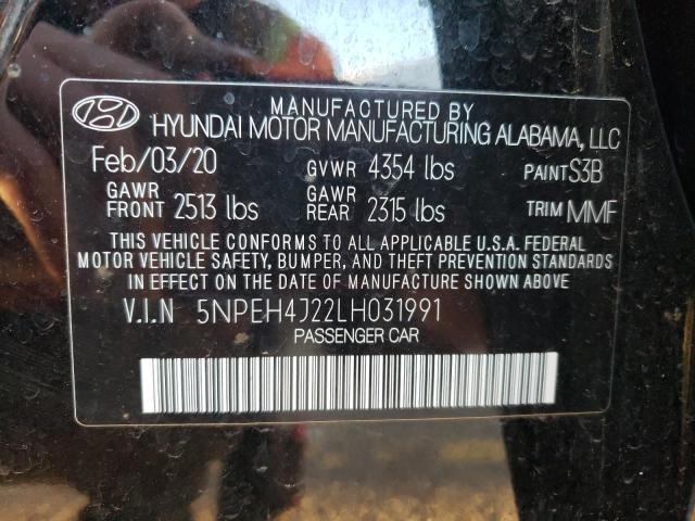 5NPEH4J22LH031991 - 2020 HYUNDAI SONATA LIMITED BLACK photo 12