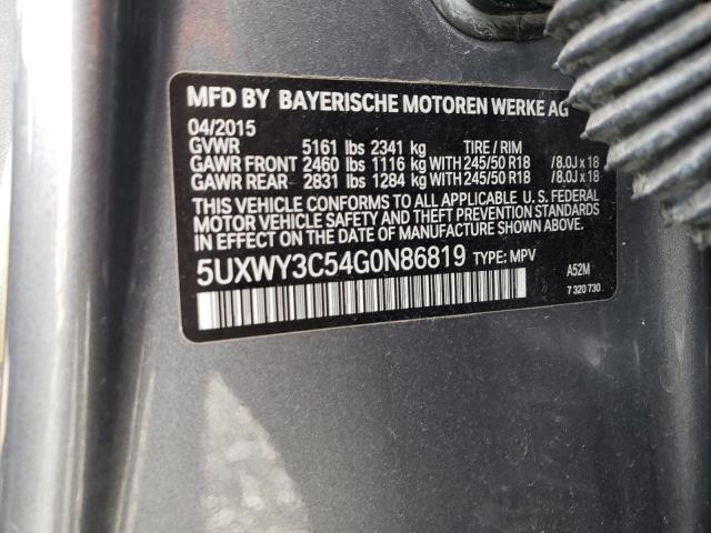 5UXWY3C54G0N86819 - 2016 BMW X3 XDRIVE28D GRAY photo 14