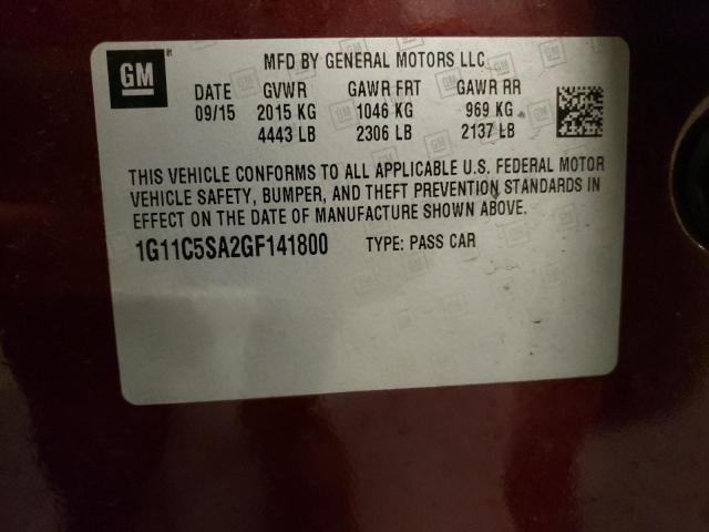 1G11C5SA2GF141800 - 2016 CHEVROLET MALIBU LIM LT Бордовый фото 12