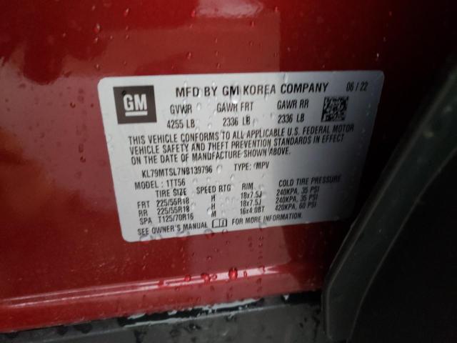 KL79MTSL7NB139796 - 2022 CHEVROLET TRAILBLAZE RED photo 14