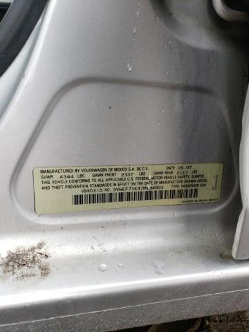 3VWEF71K47M184831 - 2007 VOLKSWAGEN JETTA WOLFSBURG 银色 照片 12