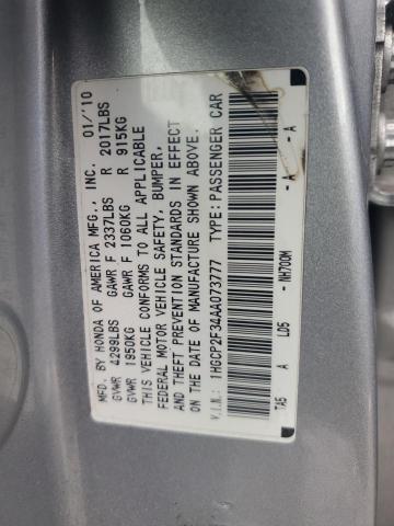 1HGCP2F34AA073777 - 2010 HONDA ACCORD LX SILVER photo 12