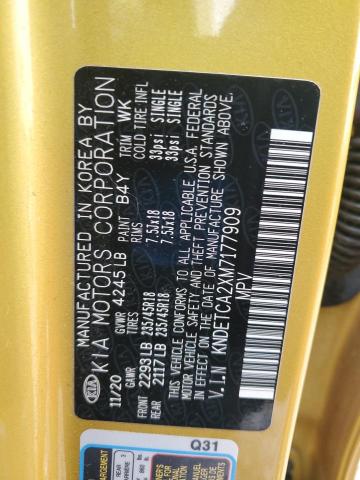 KNDETCA2XM7177909 - 2021 KIA SELTOS SX YELLOW photo 14