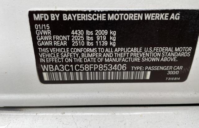 WBA3C1C58FP853406 - 2015 BMW 328 I SULEV WHITE photo 10