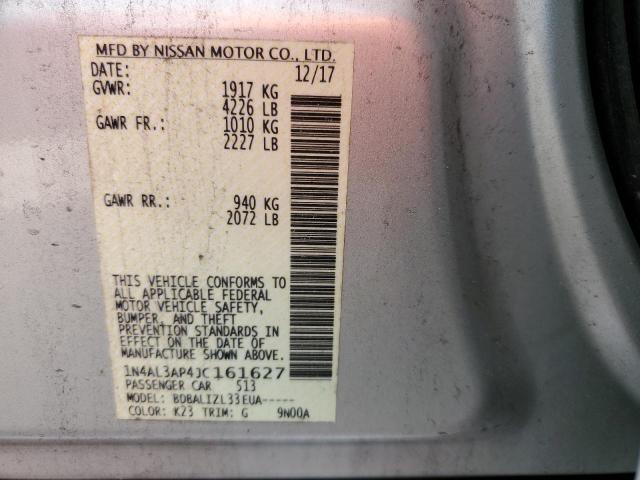 1N4AL3AP4JC161627 - 2018 NISSAN ALTIMA 2.5 SILVER photo 12