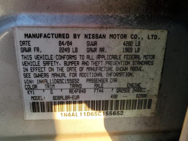 1N4AL11D65C155652 - 2005 NISSAN ALTIMA S SILVER photo 13