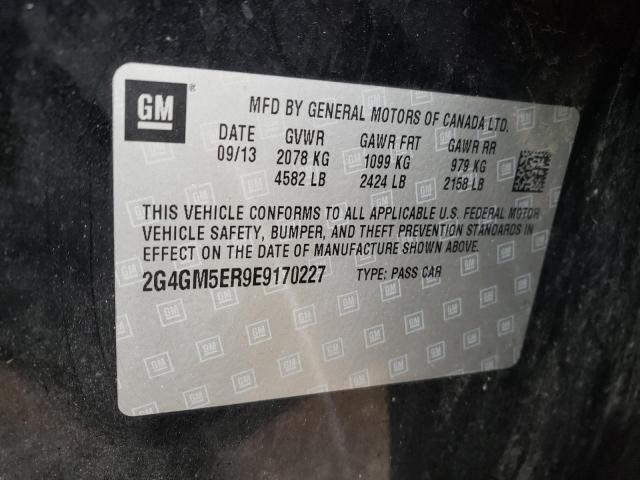 2G4GM5ER9E9170227 - 2014 BUICK REGAL PREMIUM BLACK photo 12