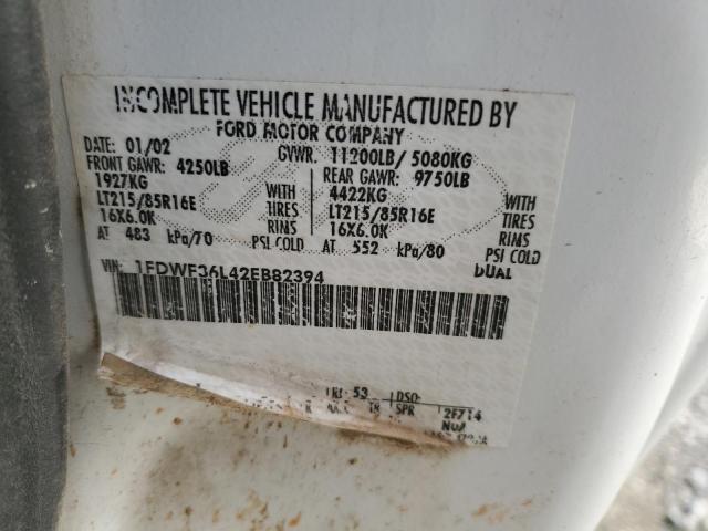 1FDWF36L42EB82394 - 2002 FORD F350 SUPER DUTY WHITE photo 12