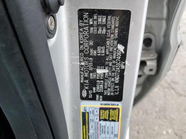 KNDJT2A51C7406043 - 2012 KIA SOUL SILVER photo 12