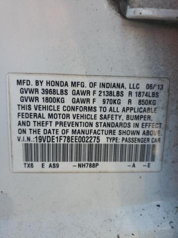 19VDE1F78EE002275 - 2014 ACURA ILX 20 TECH WHITE photo 12