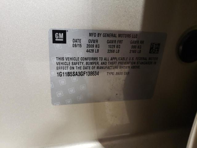 1G11B5SA3GF138634 - 2016 CHEVROLET MALIBU LIM LS BEIGE photo 12