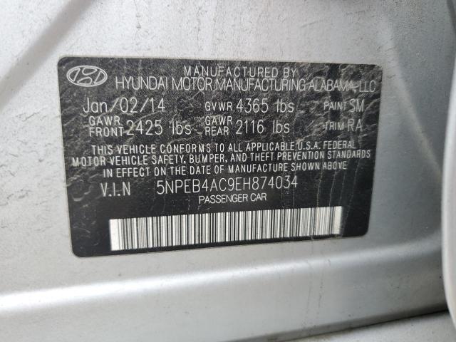 5NPEB4AC9EH874034 - 2014 HYUNDAI SONATA GLS SILVER photo 12