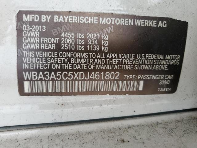 WBA3A5C5XDJ461802 - 2013 BMW 328 I WHITE photo 12