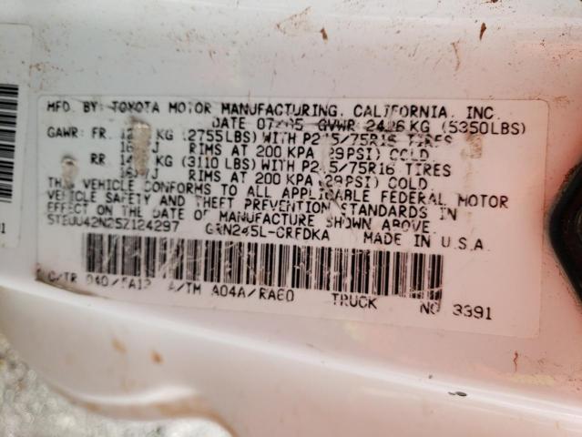 5TEUU42N25Z124297 - 2005 TOYOTA TACOMA ACCESS CAB Ақ фото 12