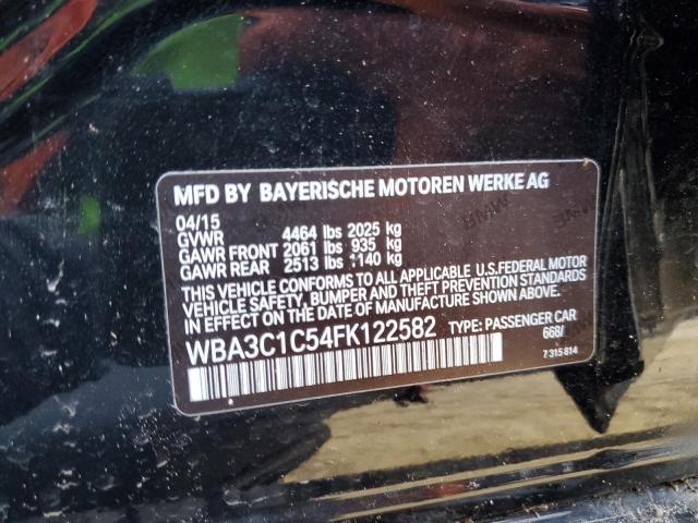 WBA3C1C54FK122582 - 2015 BMW 328 I SULEV BLACK photo 12