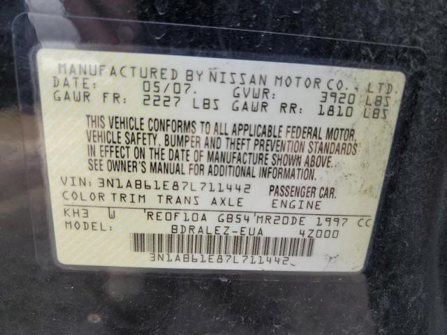 3N1AB61E87L711442 - 2007 NISSAN SENTRA 2.0 BLACK photo 13