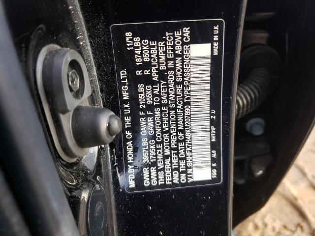 SHHFK7H48KU207890 - 2019 HONDA CIVIC SPORT 黑色 照片 12