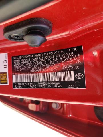 JTDKAMFP0M3174642 - 2021 TOYOTA PRIUS PRIM LE RED photo 12