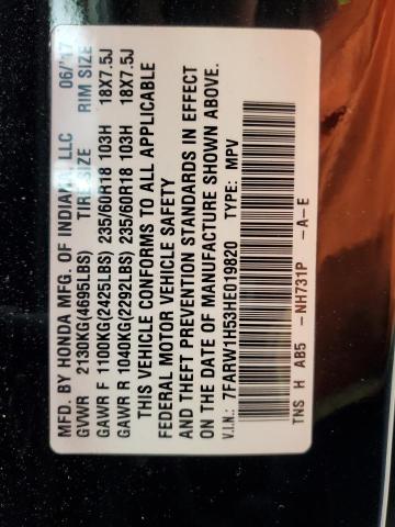 7FARW1H53HE019820 - 2017 HONDA CR-V EX BLACK photo 12