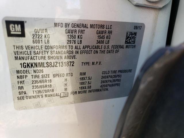 1GKKNMLS8JZ131872 - 2018 GMC ACADIA SLT-1 WHITE photo 13