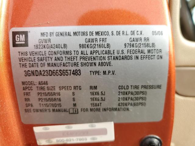 3GNDA23D66S657483 - 2006 CHEVROLET HHR LT ORANGE photo 12