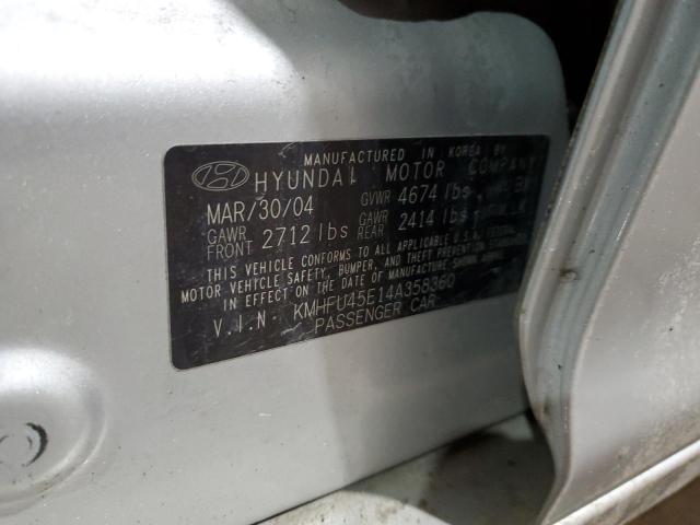 KMHFU45E14A358360 - 2004 HYUNDAI XG 350 SILVER photo 13