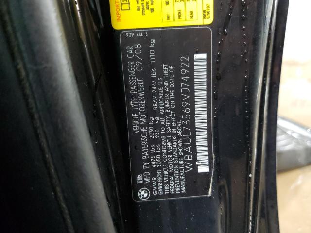 WBAUL73569VJ74922 - 2009 BMW 128 I BLACK photo 12