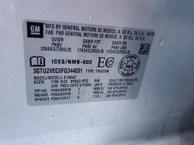 3GTU2VEC8FG344031 - 2015 GMC SIERRA K1500 SLT SILVER photo 12