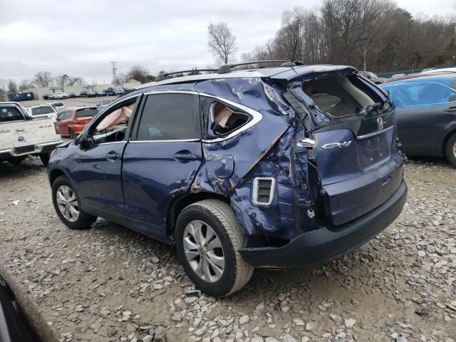 2HKRM3H73EH553704 - 2014 HONDA CR-V EXL BLUE photo 2