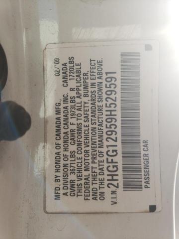 2HGFG12959H529591 - 2009 HONDA CIVIC EXL 白色 照片 13